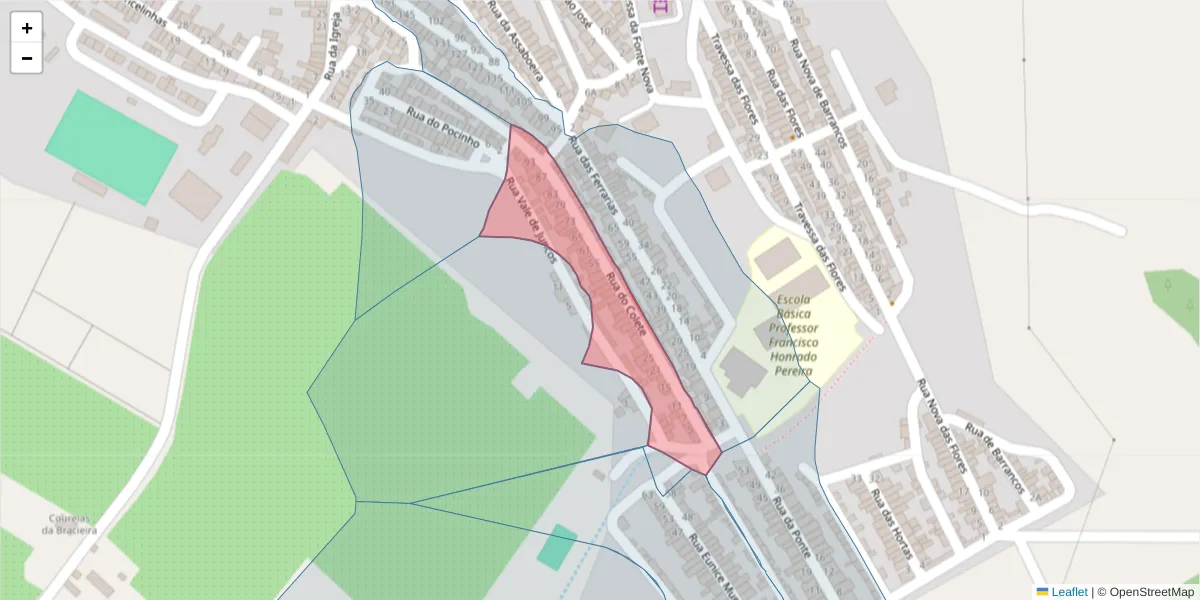 Mapa detalhado do código postal 7885-053 com limites, códigos postais vizinhos e agências dos correios