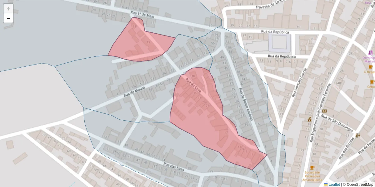Mapa detalhado do código postal 7885-054 com limites, códigos postais vizinhos e agências dos correios