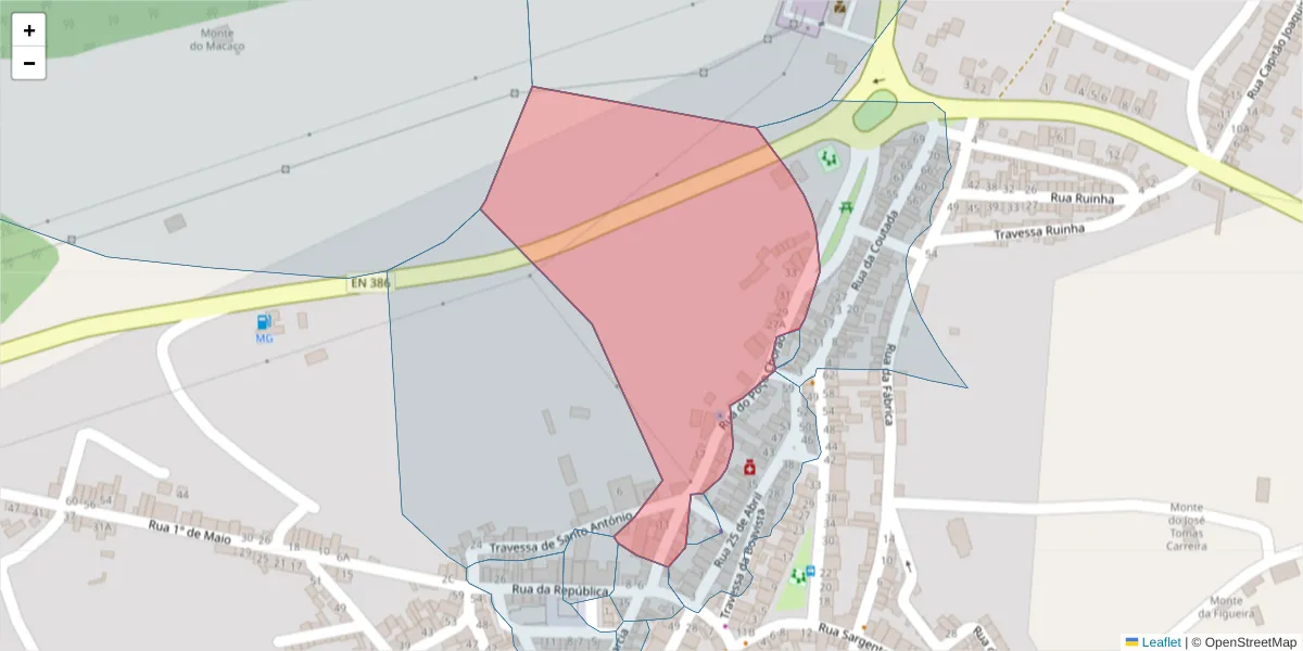 Mapa detalhado do código postal 7885-058 com limites, códigos postais vizinhos e agências dos correios