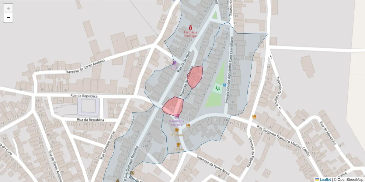 Mapa detalhado do código postal 7885-069 com limites, códigos postais vizinhos e agências dos correios
