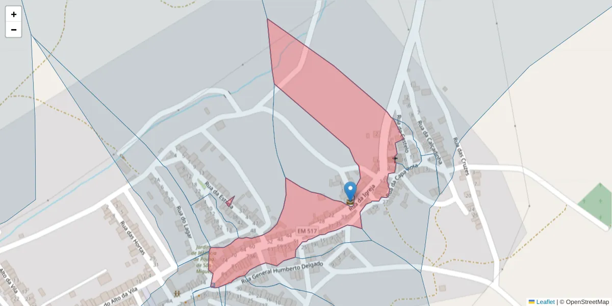 Mapa detalhado do código postal 7885-259 com limites, códigos postais vizinhos e agências dos correios