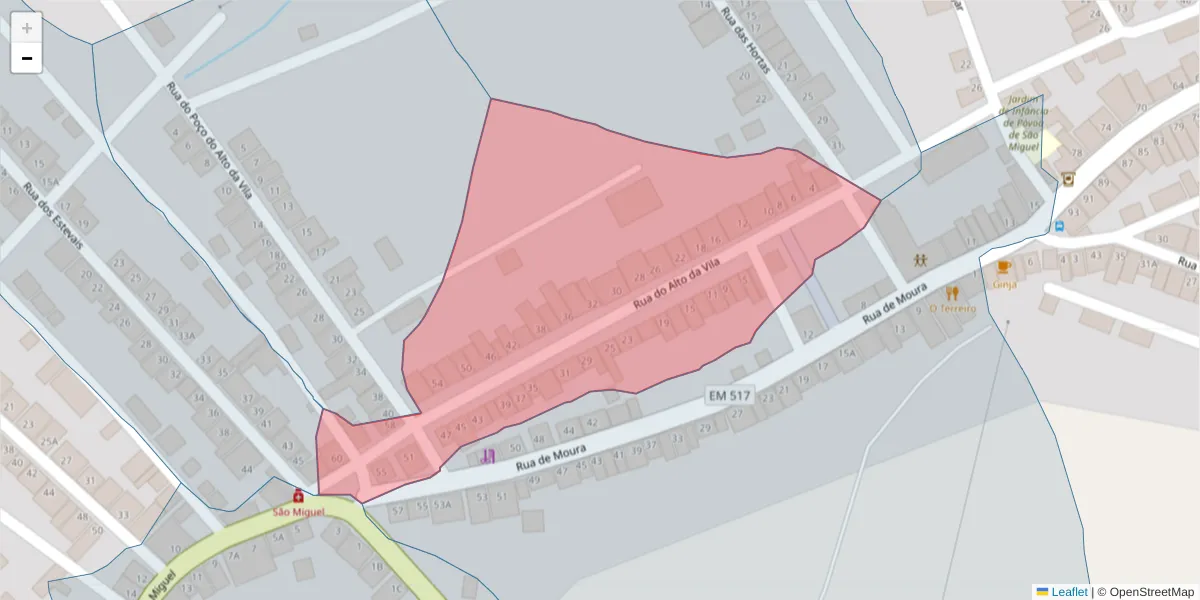 Mapa detalhado do código postal 7885-266 com limites, códigos postais vizinhos e agências dos correios