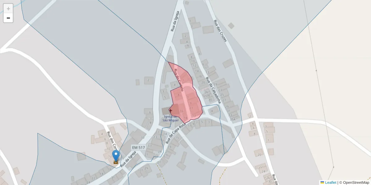 Mapa detalhado do código postal 7885-268 com limites, códigos postais vizinhos e agências dos correios