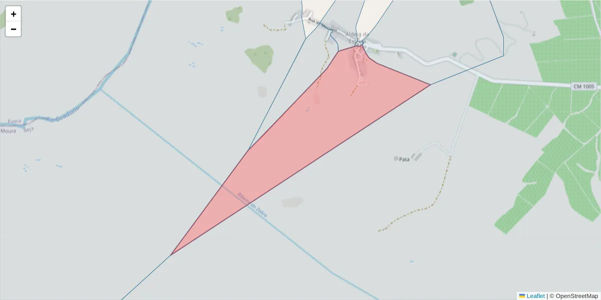 Mapa detalhado do código postal 7885-277 com limites, códigos postais vizinhos e agências dos correios