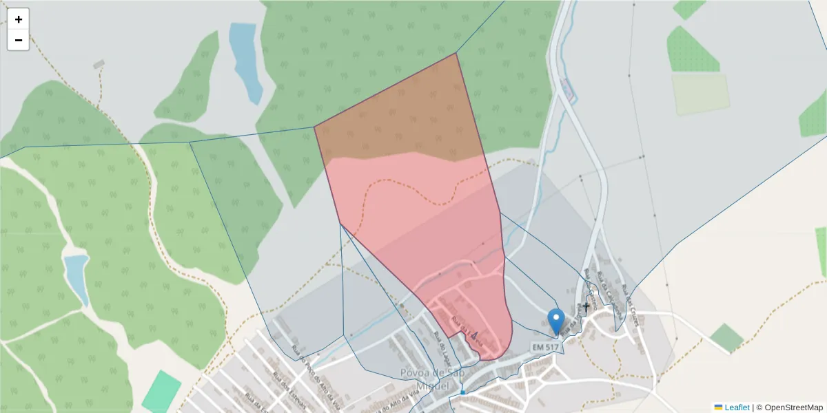 Mapa detalhado do código postal 7885-278 com limites, códigos postais vizinhos e agências dos correios