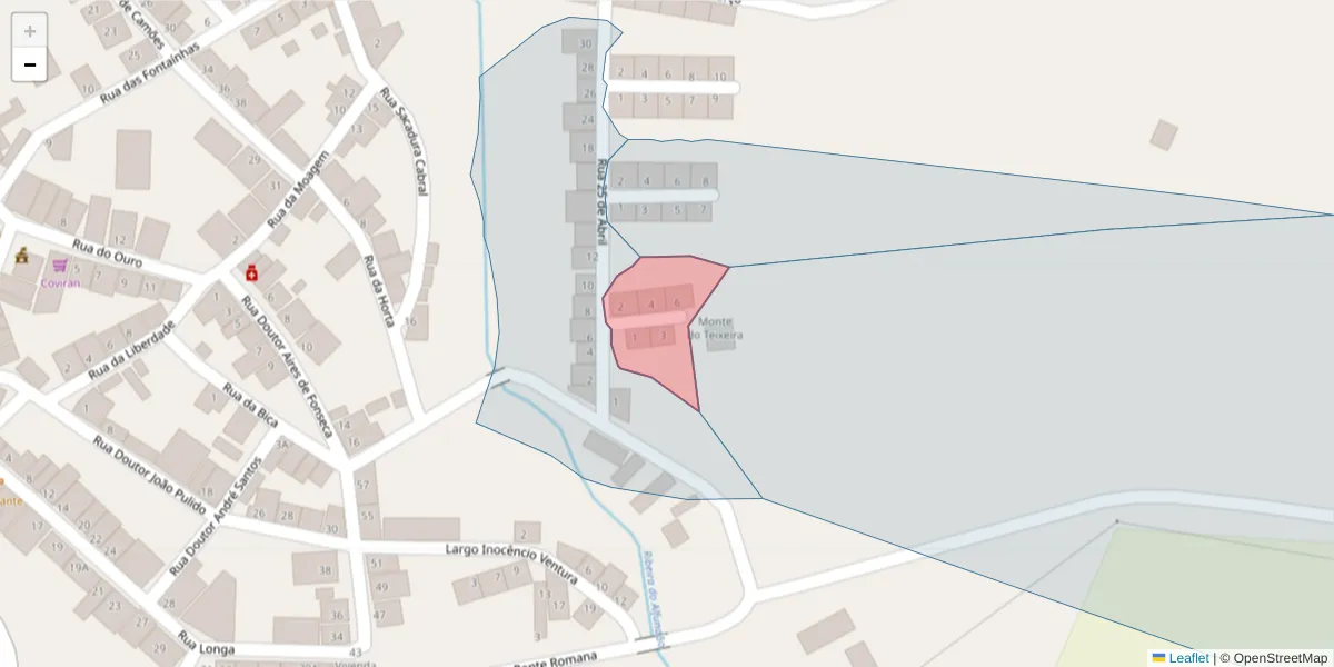 Mapa detalhado do código postal 7900-023 com limites, códigos postais vizinhos e agências dos correios