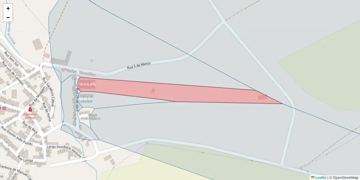 Mapa detalhado do código postal 7900-026 com limites, códigos postais vizinhos e agências dos correios