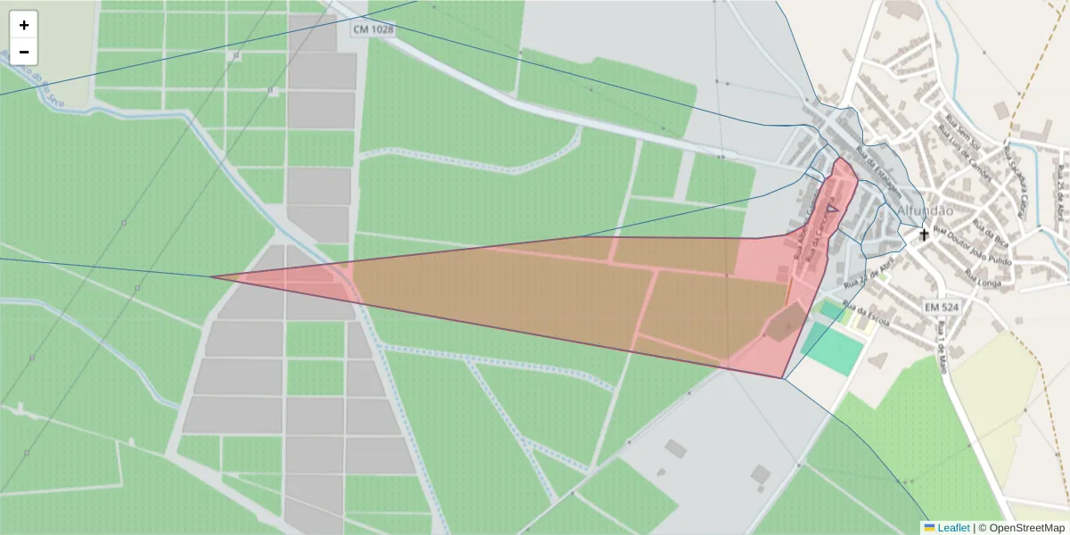 Mapa detalhado do código postal 7900-027 com limites, códigos postais vizinhos e agências dos correios