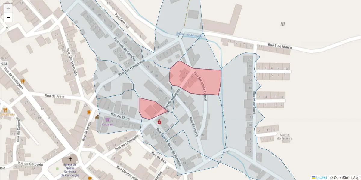 Mapa detalhado do código postal 7900-035 com limites, códigos postais vizinhos e agências dos correios