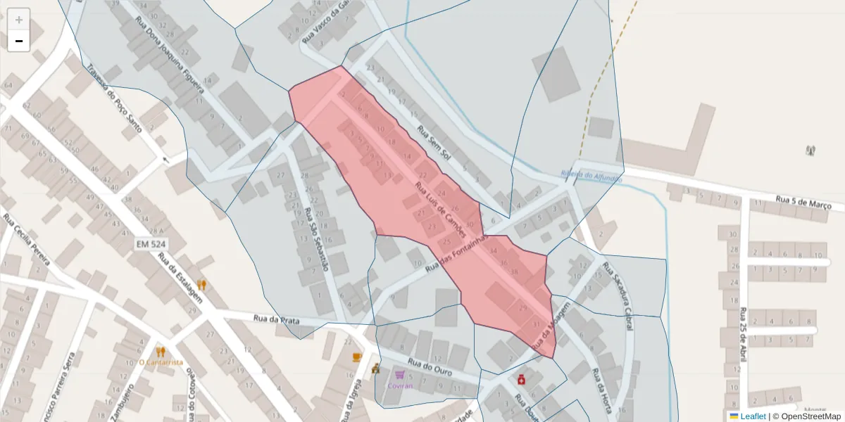 Mapa detalhado do código postal 7900-053 com limites, códigos postais vizinhos e agências dos correios