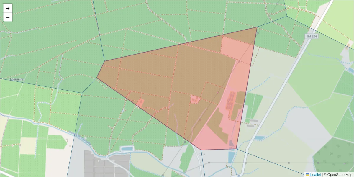 Mapa detalhado do código postal 7900-079 com limites, códigos postais vizinhos e agências dos correios