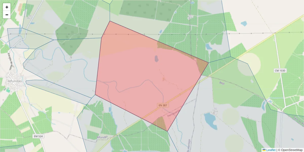 Mapa detalhado do código postal 7900-088 com limites, códigos postais vizinhos e agências dos correios