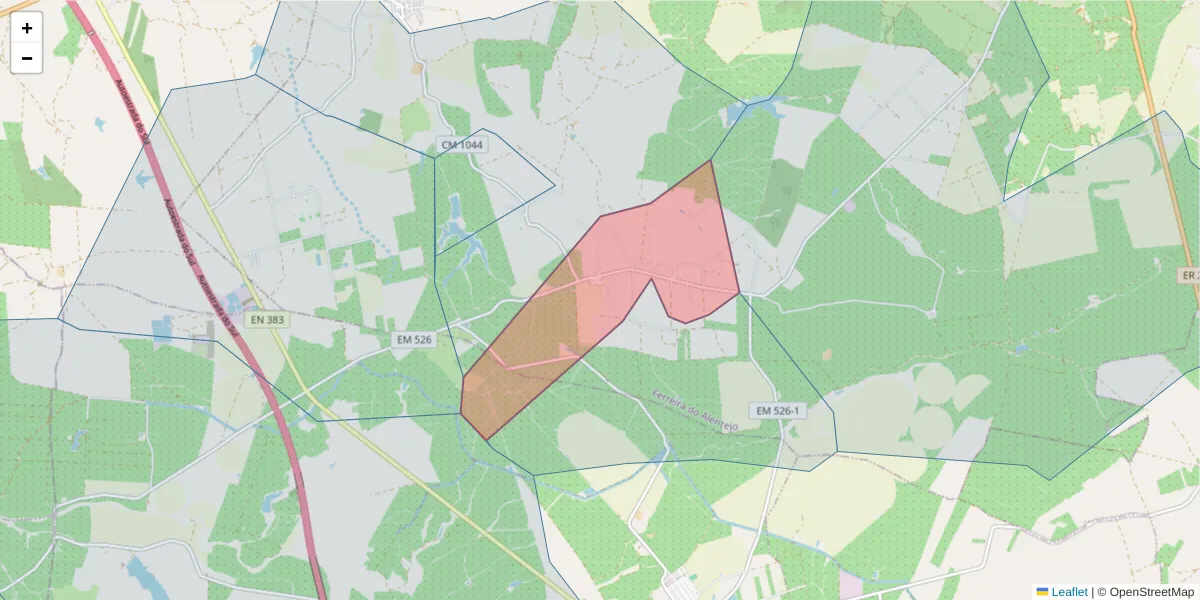 Mapa detalhado do código postal 7900-112 com limites, códigos postais vizinhos e agências dos correios