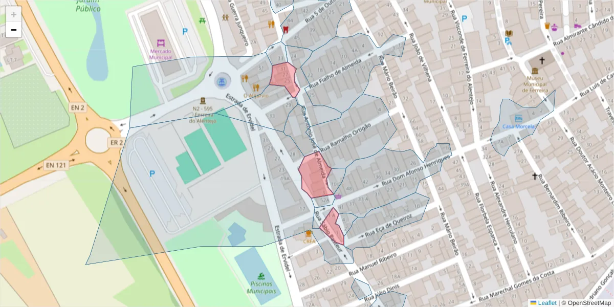 Mapa detalhado do código postal 7900-196 com limites, códigos postais vizinhos e agências dos correios