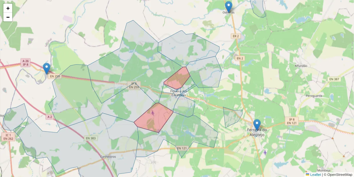Mapa detalhado do código postal 7900-231 com limites, códigos postais vizinhos e agências dos correios