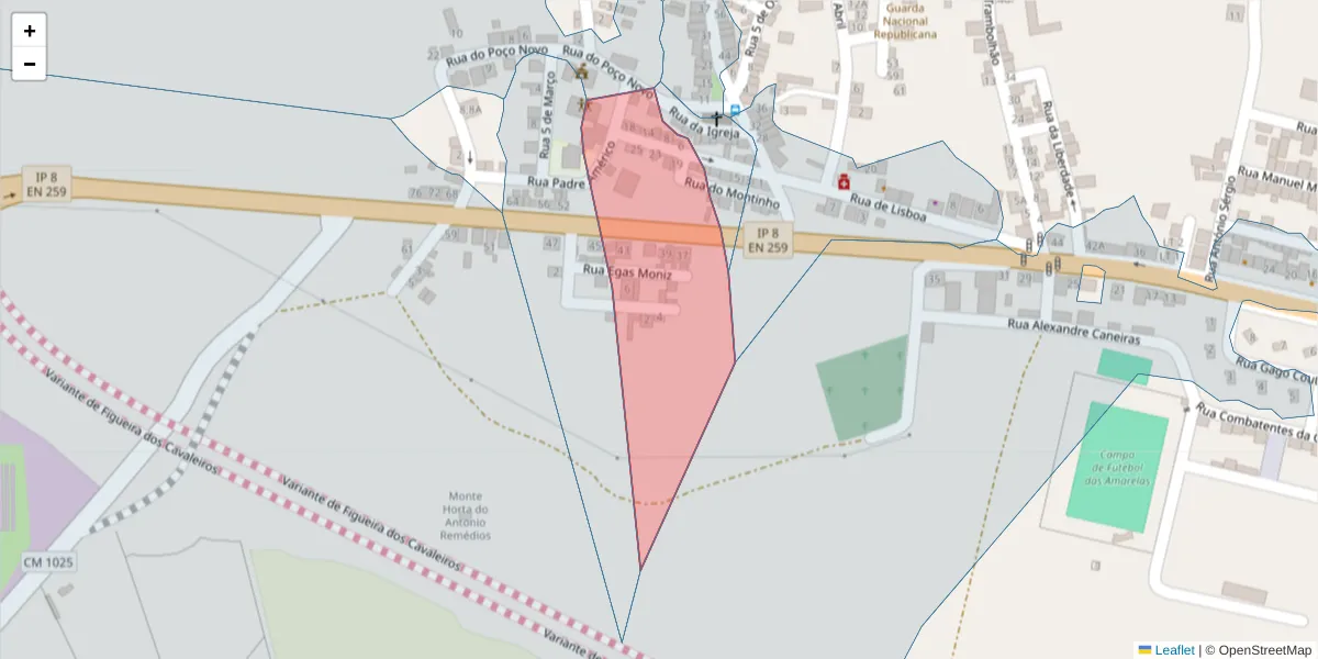 Mapa detalhado do código postal 7900-243 com limites, códigos postais vizinhos e agências dos correios