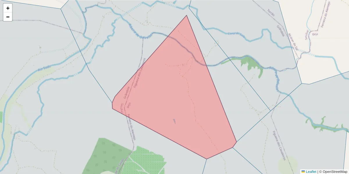Mapa detalhado do código postal 7900-245 com limites, códigos postais vizinhos e agências dos correios
