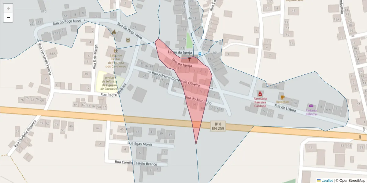 Mapa detalhado do código postal 7900-248 com limites, códigos postais vizinhos e agências dos correios
