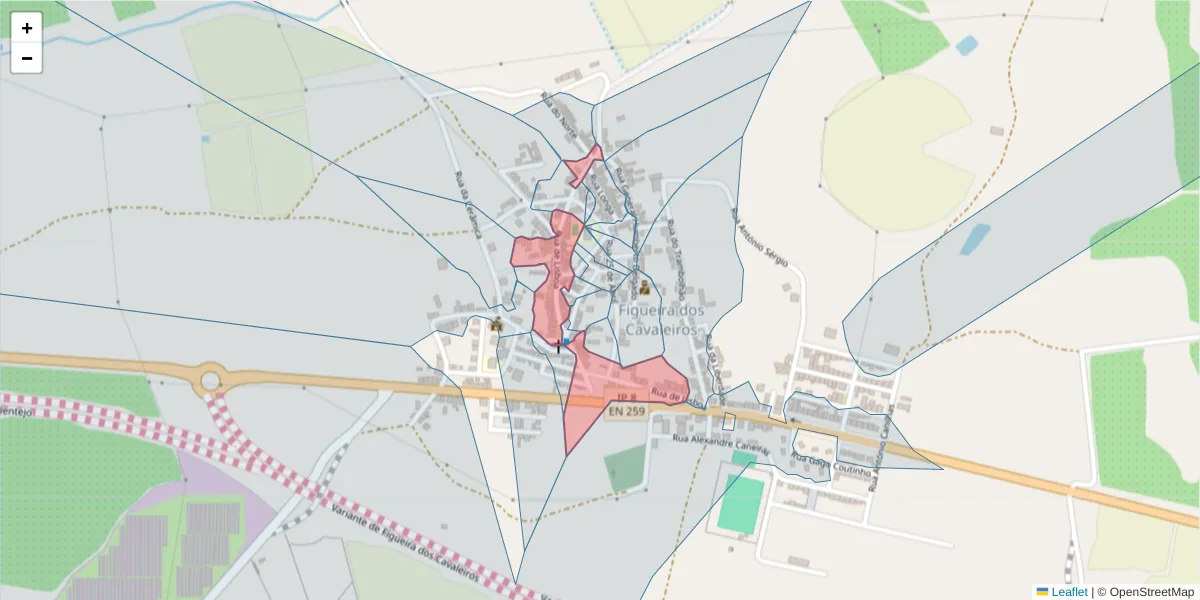 Mapa detalhado do código postal 7900-252 com limites, códigos postais vizinhos e agências dos correios