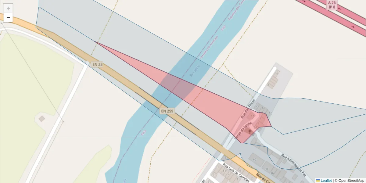 Mapa detalhado do código postal 7900-294 com limites, códigos postais vizinhos e agências dos correios