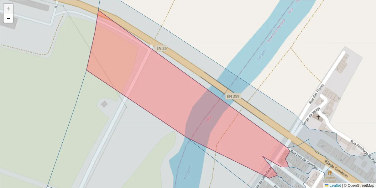Mapa detalhado do código postal 7900-299 com limites, códigos postais vizinhos e agências dos correios