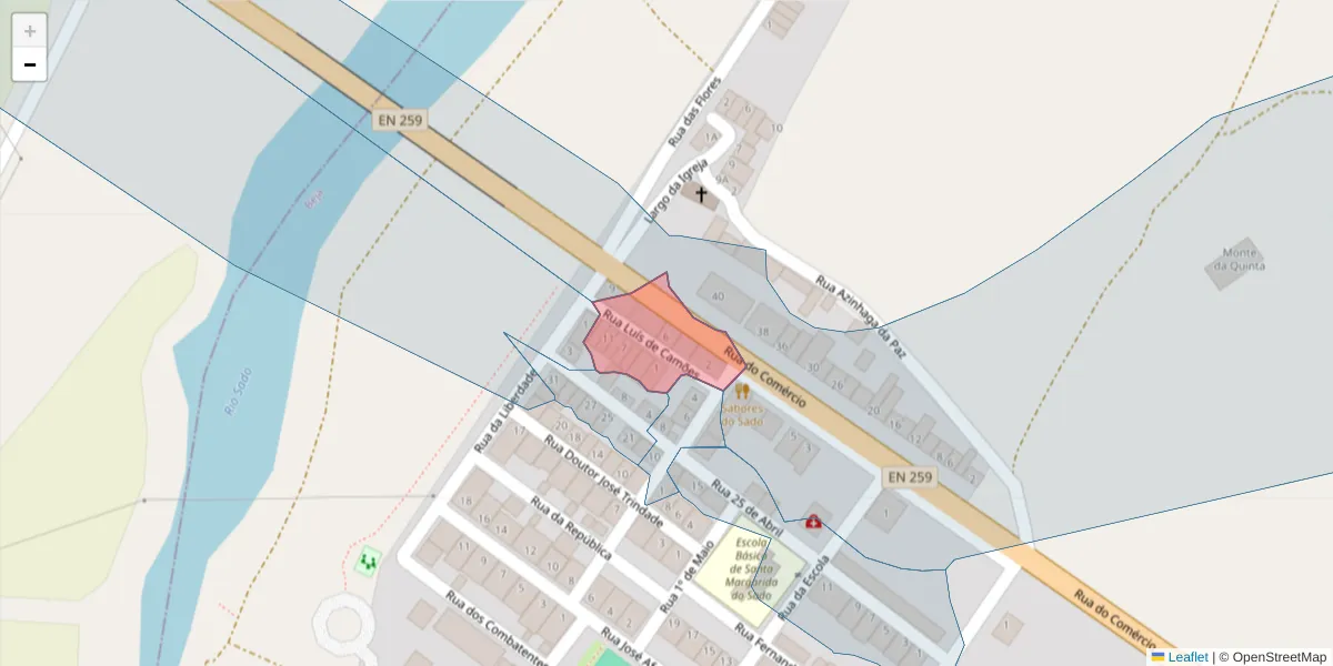 Mapa detalhado do código postal 7900-311 com limites, códigos postais vizinhos e agências dos correios