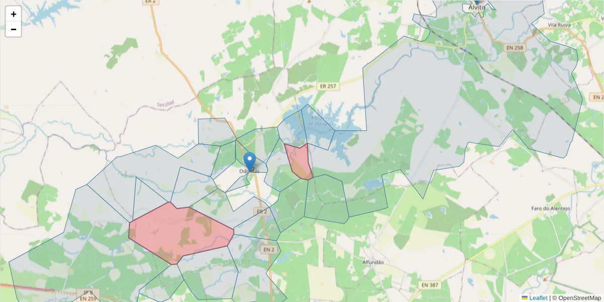Mapa detalhado do código postal 7900-355 com limites, códigos postais vizinhos e agências dos correios