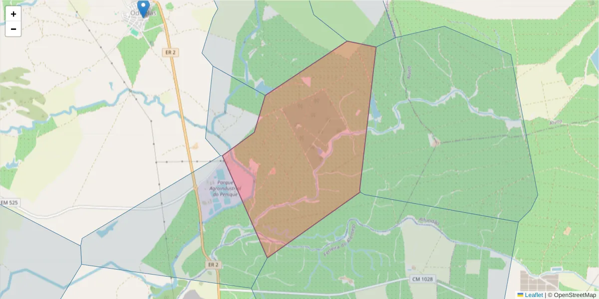 Mapa detalhado do código postal 7900-357 com limites, códigos postais vizinhos e agências dos correios