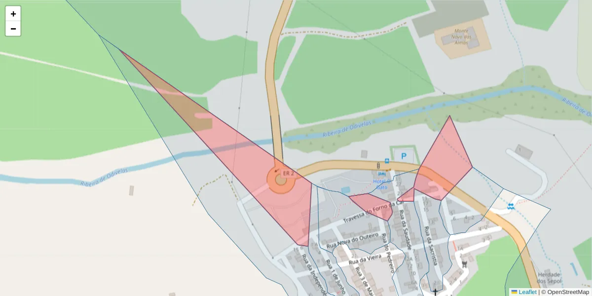 Mapa detalhado do código postal 7900-360 com limites, códigos postais vizinhos e agências dos correios