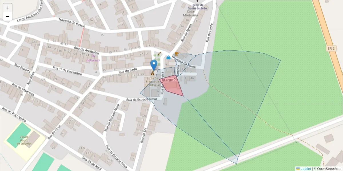 Mapa detalhado do código postal 7900-376 com limites, códigos postais vizinhos e agências dos correios