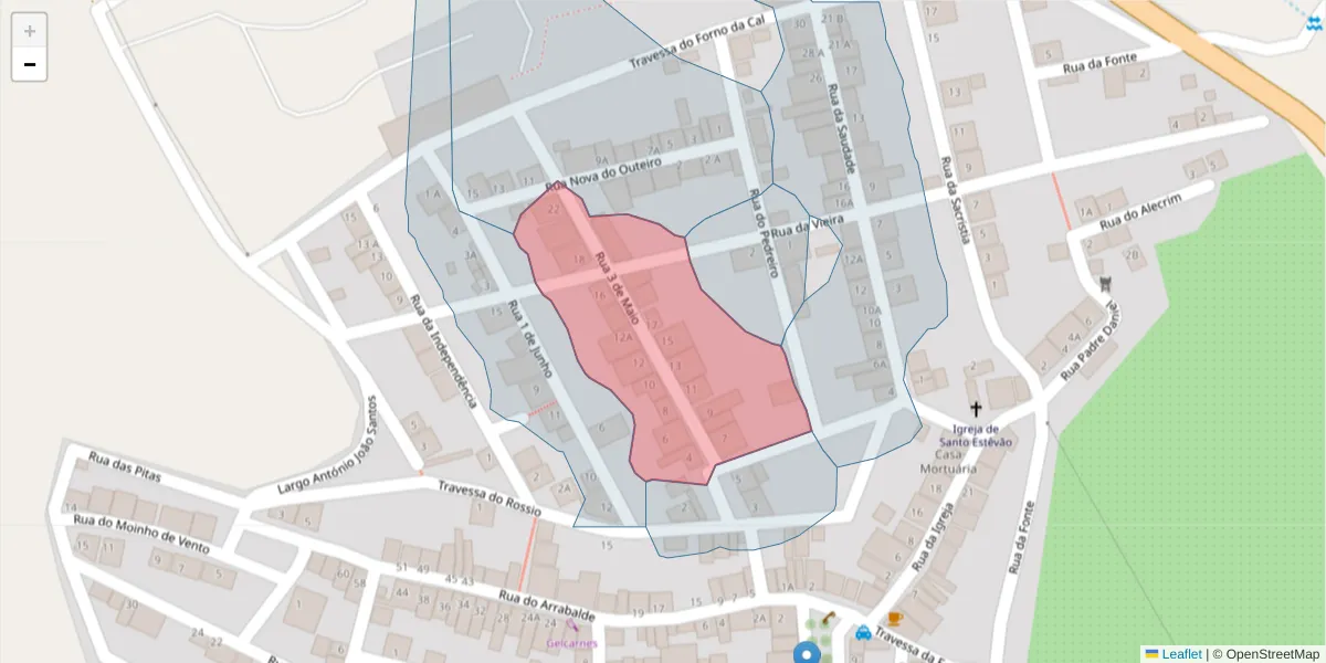 Mapa detalhado do código postal 7900-379 com limites, códigos postais vizinhos e agências dos correios