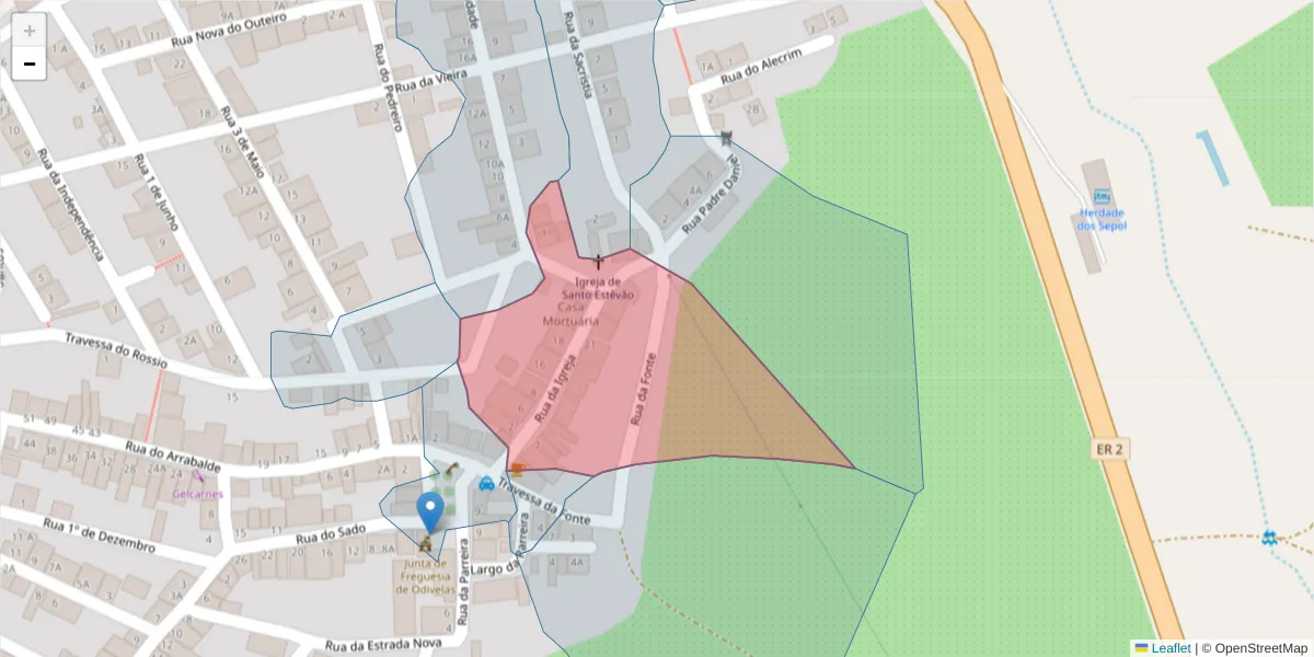 Mapa detalhado do código postal 7900-383 com limites, códigos postais vizinhos e agências dos correios