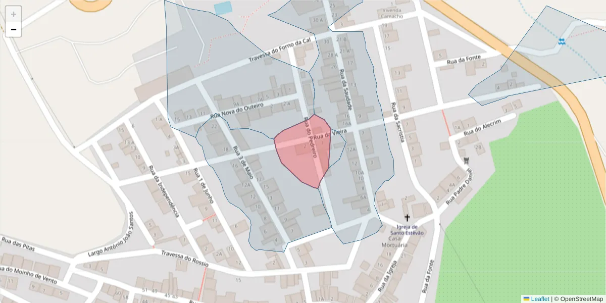 Mapa detalhado do código postal 7900-393 com limites, códigos postais vizinhos e agências dos correios