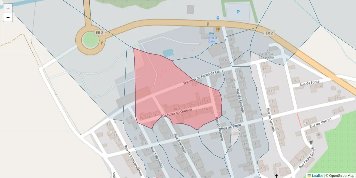 Mapa detalhado do código postal 7900-399 com limites, códigos postais vizinhos e agências dos correios