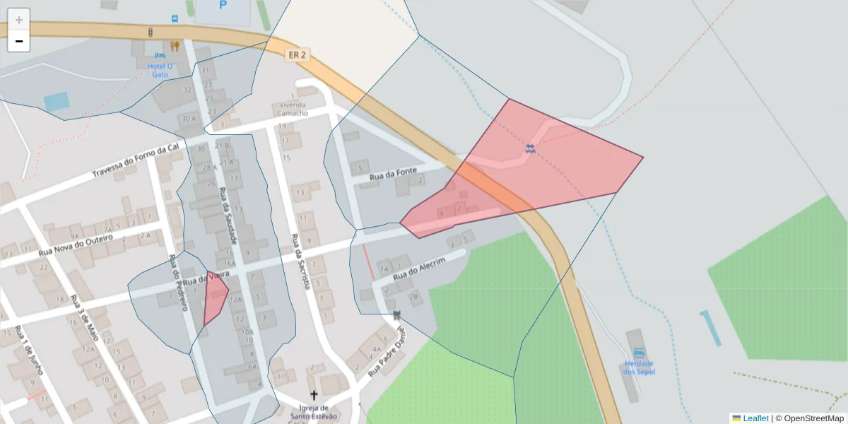 Mapa detalhado do código postal 7900-405 com limites, códigos postais vizinhos e agências dos correios