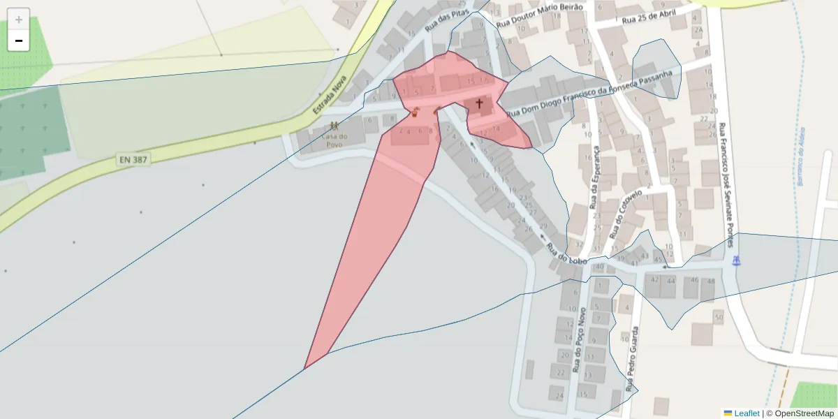 Mapa detalhado do código postal 7900-455 com limites, códigos postais vizinhos e agências dos correios