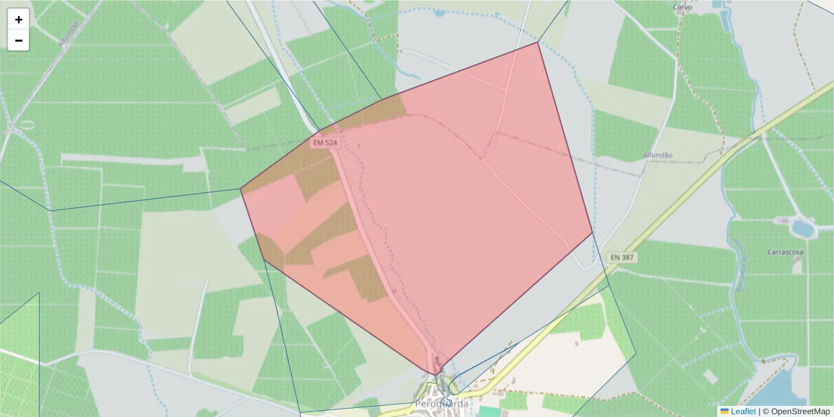 Mapa detalhado do código postal 7900-461 com limites, códigos postais vizinhos e agências dos correios