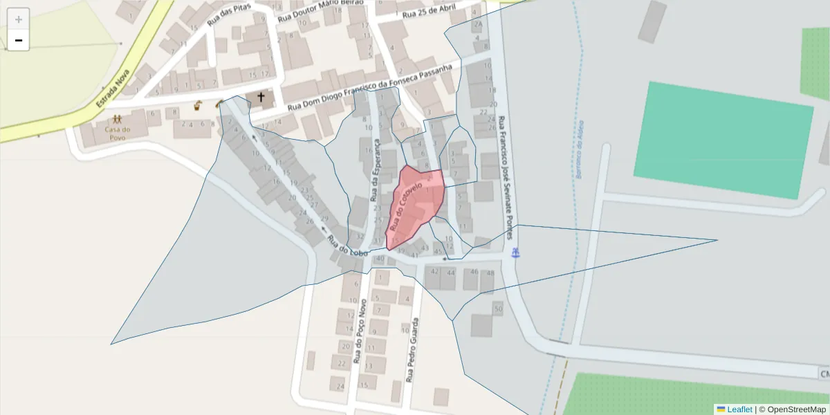 Mapa detalhado do código postal 7900-464 com limites, códigos postais vizinhos e agências dos correios