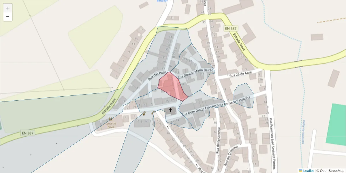 Mapa detalhado do código postal 7900-468 com limites, códigos postais vizinhos e agências dos correios