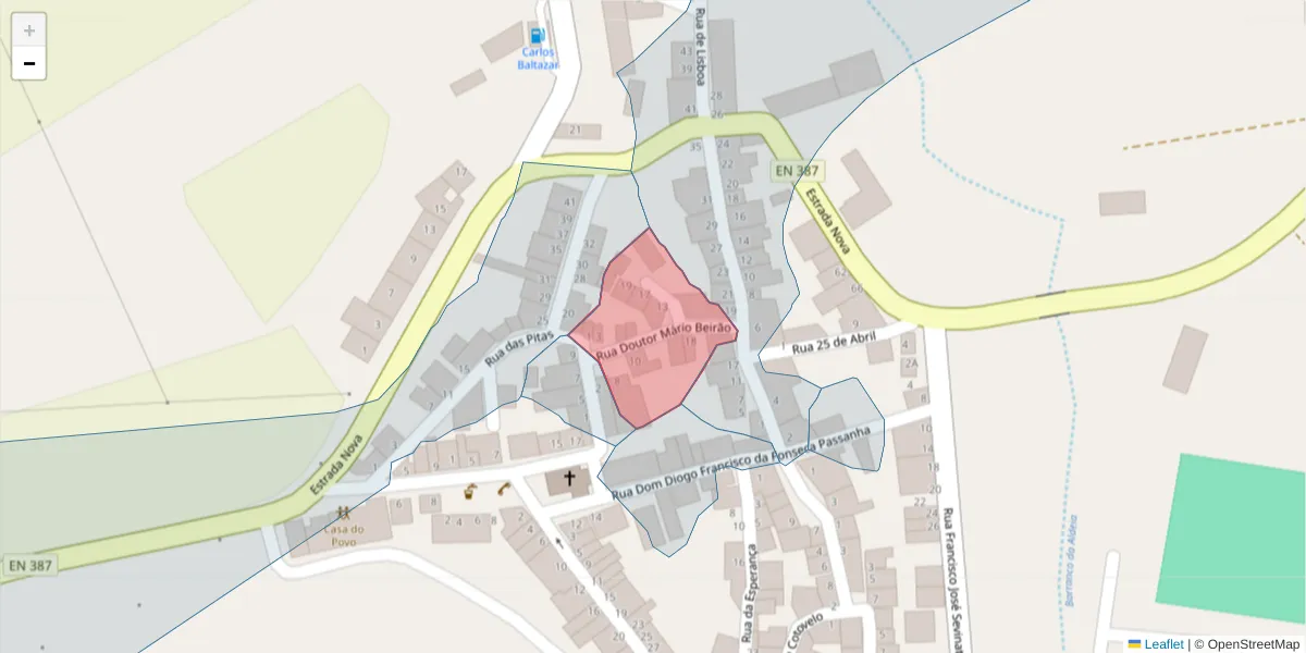 Mapa detalhado do código postal 7900-469 com limites, códigos postais vizinhos e agências dos correios