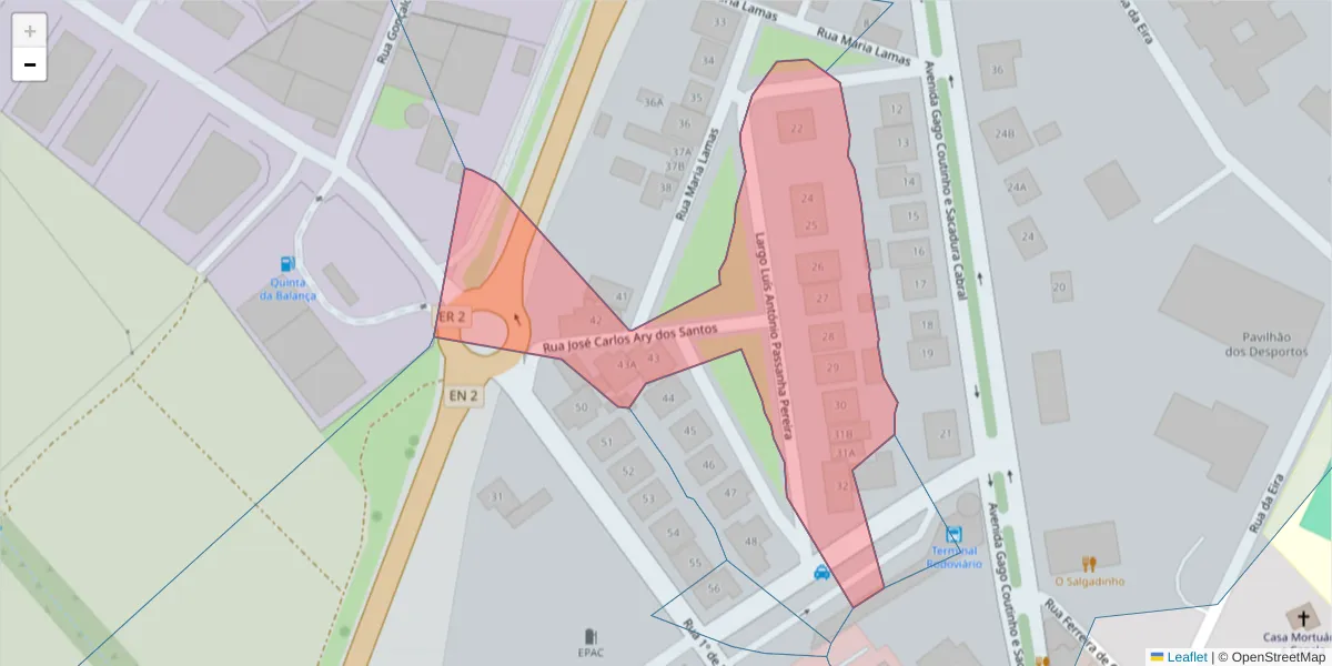 Mapa detalhado do código postal 7900-570 com limites, códigos postais vizinhos e agências dos correios