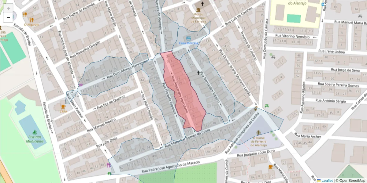 Mapa detalhado do código postal 7900-577 com limites, códigos postais vizinhos e agências dos correios