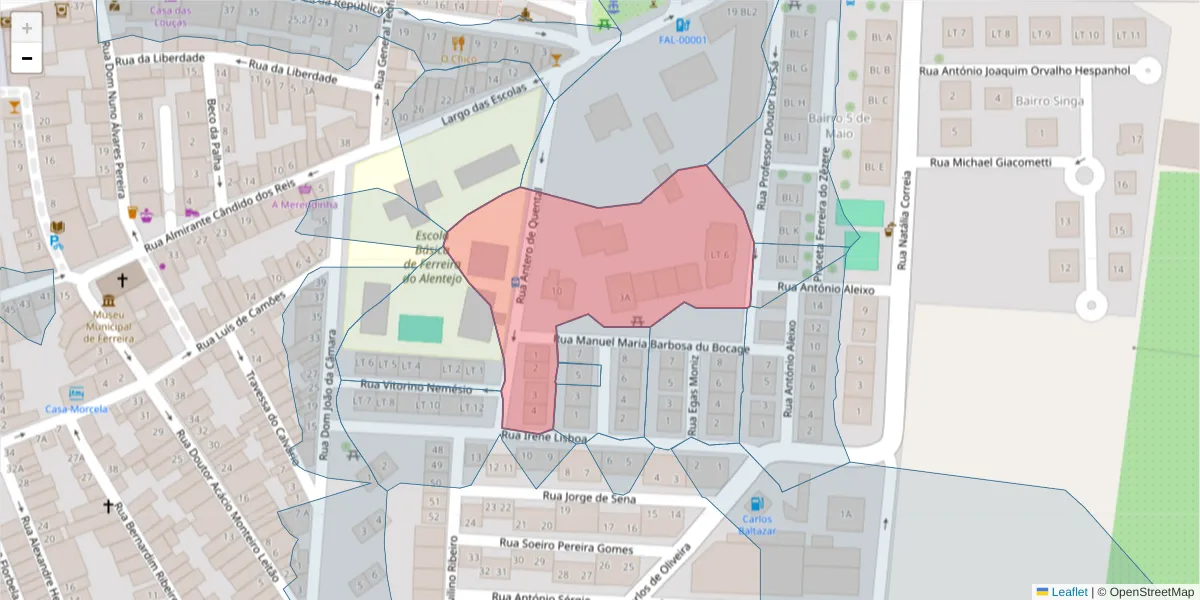 Mapa detalhado do código postal 7900-579 com limites, códigos postais vizinhos e agências dos correios
