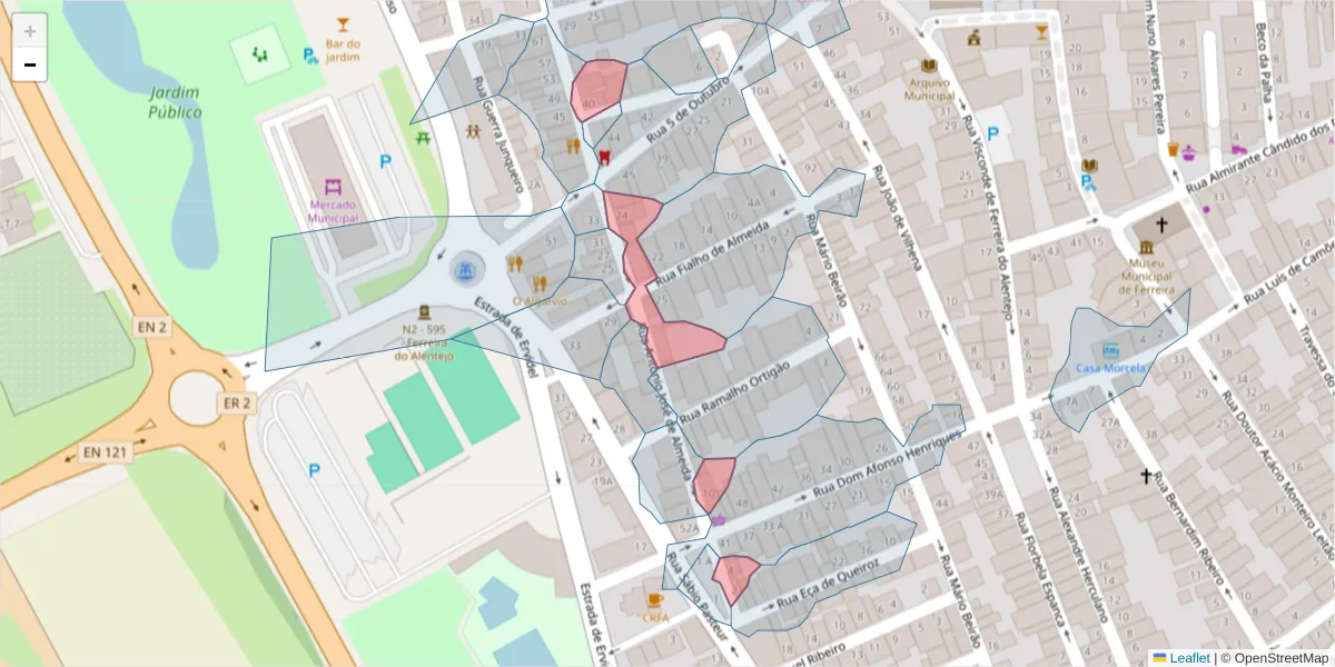 Mapa detalhado do código postal 7900-582 com limites, códigos postais vizinhos e agências dos correios