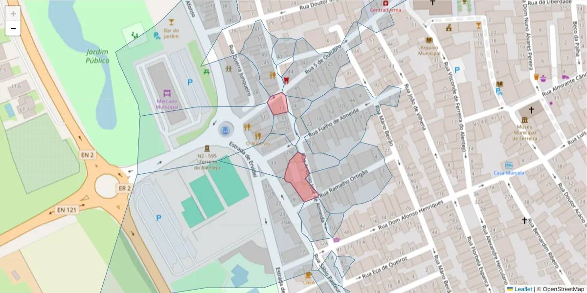 Mapa detalhado do código postal 7900-583 com limites, códigos postais vizinhos e agências dos correios