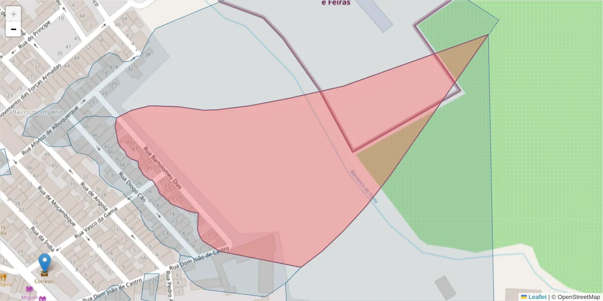 Mapa detalhado do código postal 7900-589 com limites, códigos postais vizinhos e agências dos correios