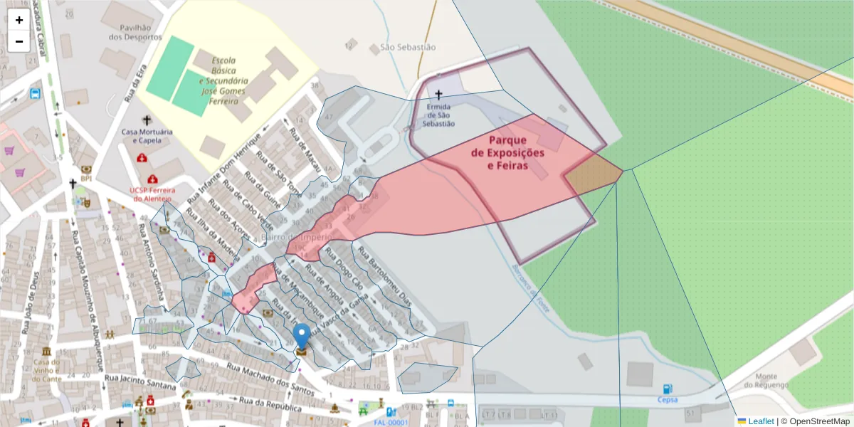 Mapa detalhado do código postal 7900-592 com limites, códigos postais vizinhos e agências dos correios