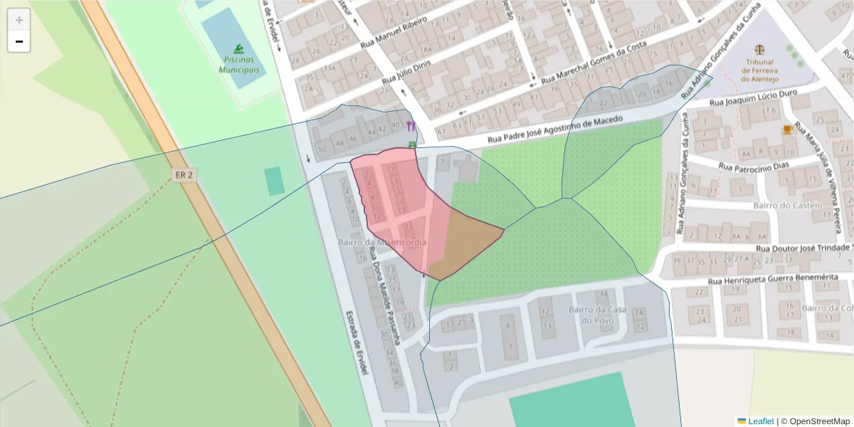 Mapa detalhado do código postal 7900-623 com limites, códigos postais vizinhos e agências dos correios