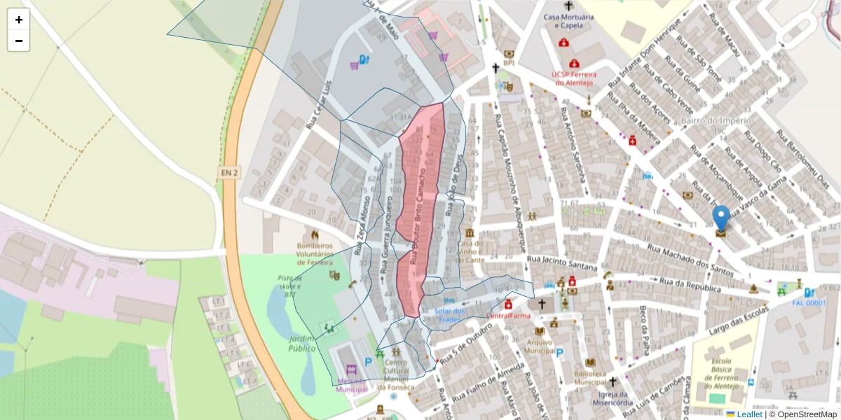 Mapa detalhado do código postal 7900-630 com limites, códigos postais vizinhos e agências dos correios