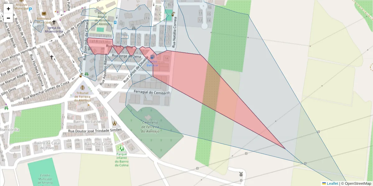 Mapa detalhado do código postal 7900-648 com limites, códigos postais vizinhos e agências dos correios